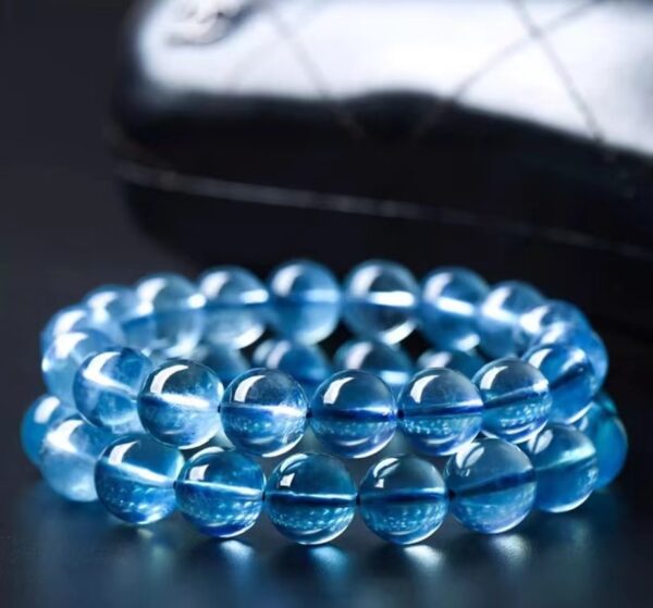 Natural Blue Crystal Aquamarine Bracelet - Energy guardian for purifying soul and career - Image 4