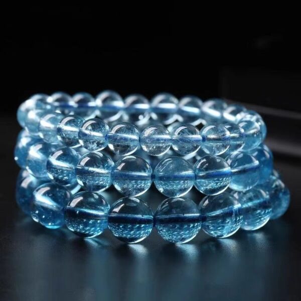 Natural Blue Crystal Aquamarine Bracelet - Energy guardian for purifying soul and career - Image 6