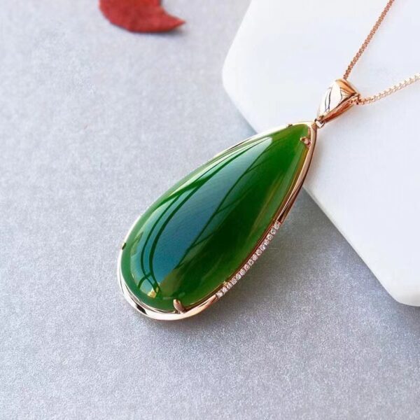 Natural Emerald Water Drop Pendant - Enhances temperament and promotes healthy energy guarding - Image 3