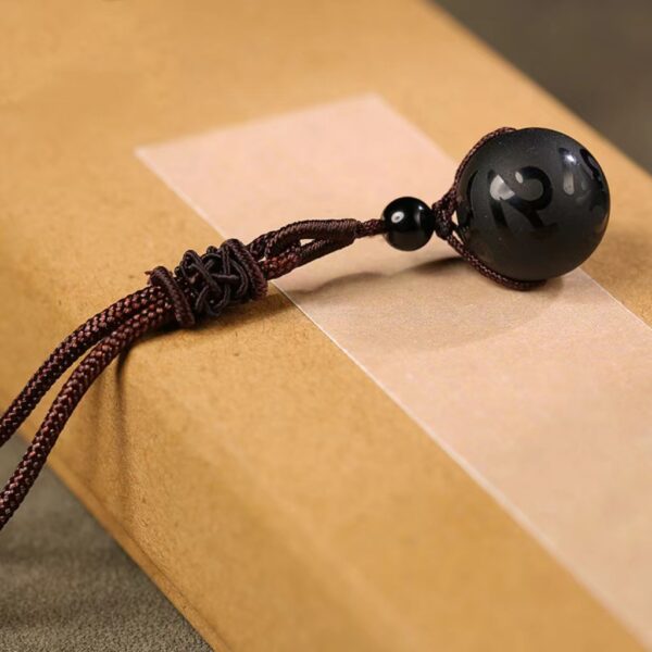 Natural black agate six-word necklace - an energy source for inner peace and auspice - Image 3