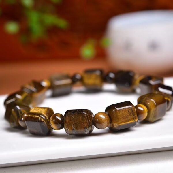 Natural Tiger Eye Stone Square Bracelet - Energy guardian for purifying the mind and boosting self-confidence - Image 6