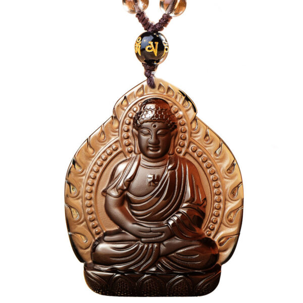 Ice Seed Obsidian Buddha Pendant Necklace - Spiritual guardian of good fortune and wisdom - Image 4