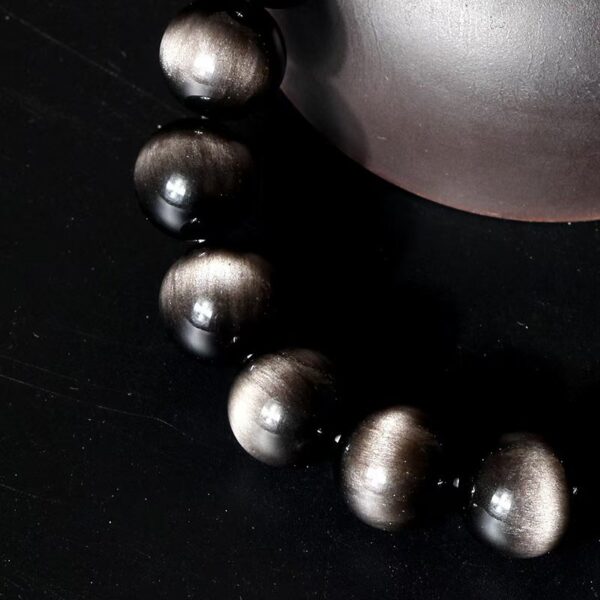 Natural silver obsidian Bracelet - Purify the soul, calm the mind, promote career, family and love - Image 5