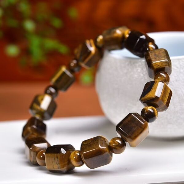 Natural Tiger Eye Stone Square Bracelet - Energy guardian for purifying the mind and boosting self-confidence