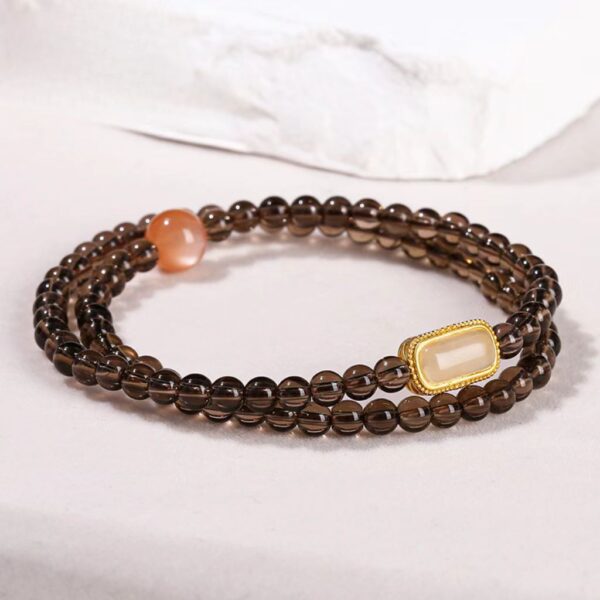 Natural tea crystal double circle bracelet - Energy guard for soothing qi and boosting self-confidence