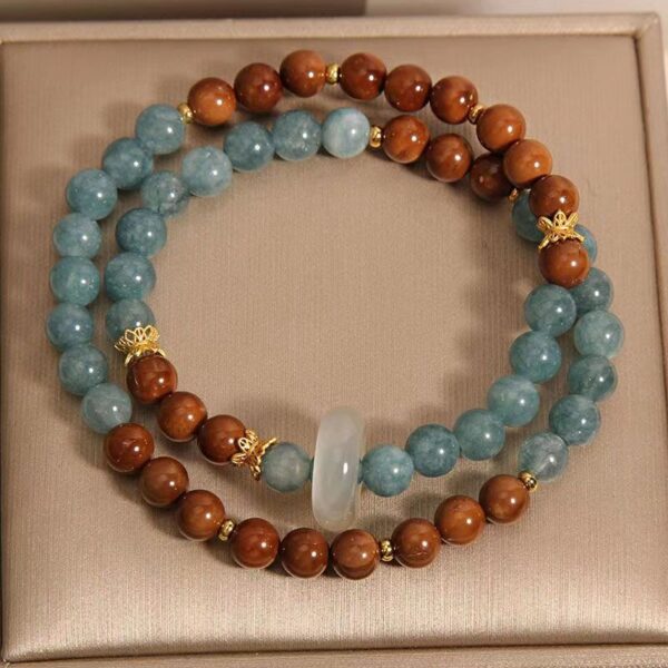 Natural chalcedony Double Loop Bracelet - Confidence and soul Energy protection - Image 2