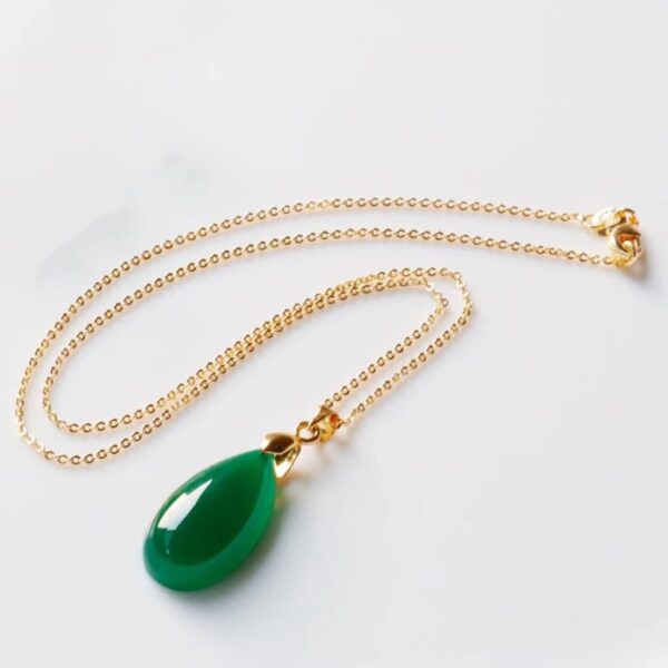 Water Drop Emerald Necklace - a natural talisman that promotes physical energy and emotional balance - Image 3