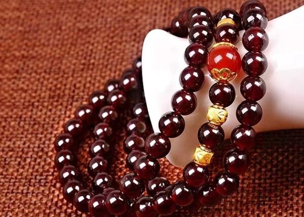 Natural garnet three circle multi-circle bracelet - purifying mind and calming energy guardian - Image 4