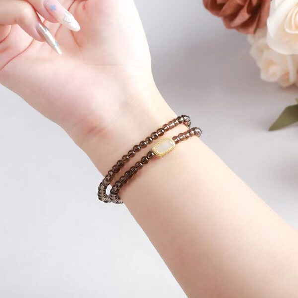 Natural tea crystal double circle bracelet - Energy guard for soothing qi and boosting self-confidence - Image 5