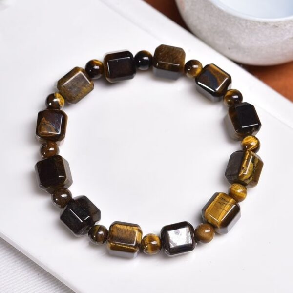 Natural Tiger Eye Stone Square Bracelet - Energy guardian for purifying the mind and boosting self-confidence - Image 2