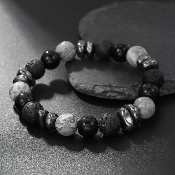 Natural irregular black gallstone bracelet bracelet - help fortune, purify the mind, health, peace and good luck - Image 3