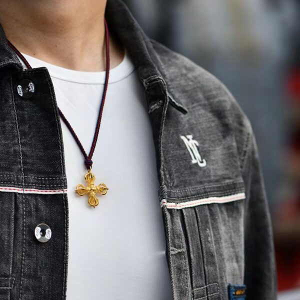 Cross Vajra Necklace - auspicious and happy amulet - Image 5