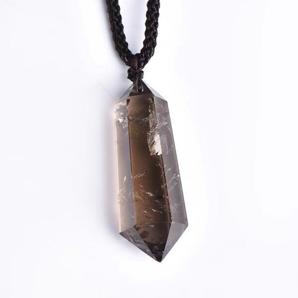 Natural Tea Crystal Double pointed hexagonal pendant Necklace - a talisman for balancing energy and calming meditation - Image 5