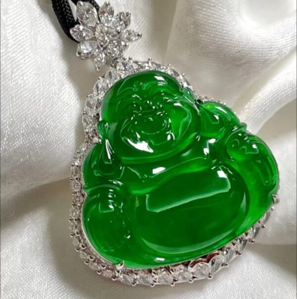 Jade Maitreya Buddha Pendant Necklace - the guardian treasure of balancing energy and family business