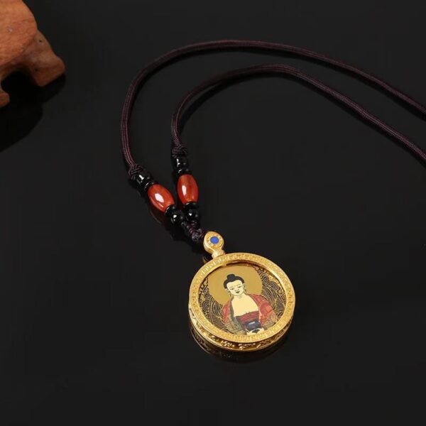 Gold circle Thangka necklace -- Prosperity, career, peace and health, purification of the soul, growth of wisdom