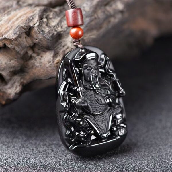 Natural Obsidian God Pendant Necklace - Boost confidence | balance energy | purify mind | wealth family - Image 3