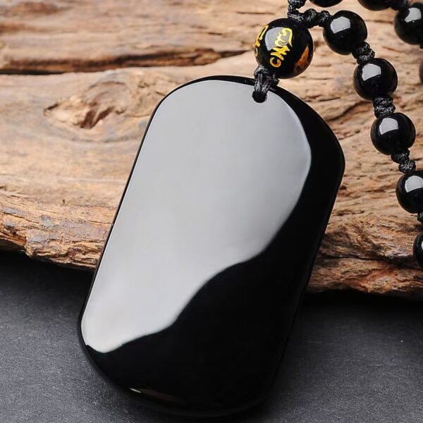 Natural obsidian Uneventful Pendant necklace - Absorbs cosmic energy | helps success | boosts confidence | Peace of mind - Image 2