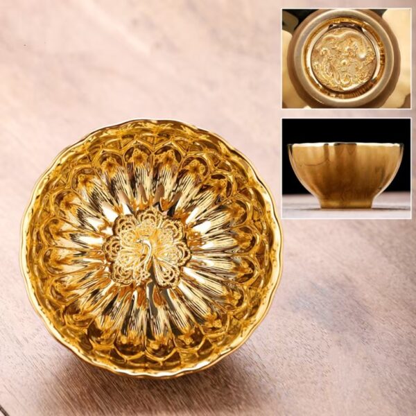 Jian Zhan golden silver Lotus Kung Fu teacup - absorb cosmic energy, enhance wisdom and peace of mind - Image 3