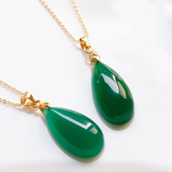 Water Drop Emerald Necklace - a natural talisman that promotes physical energy and emotional balance - Image 4