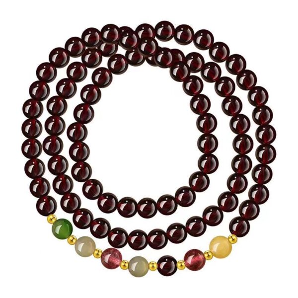 Natural garnet three circle multi-circle bracelet - purifying mind and calming energy guardian - Image 5