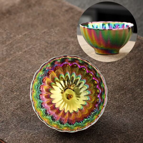 Colorful Lotus Kung Fu teacup Master Cup - Gold Gold Jian Cup balance energy, help success and family happiness - Image 7