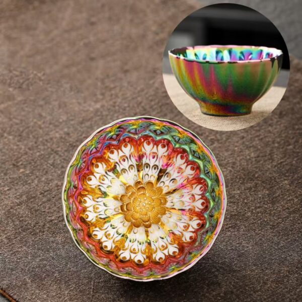 Colorful Lotus Kung Fu teacup Master Cup - Gold Gold Jian Cup balance energy, help success and family happiness - Image 9