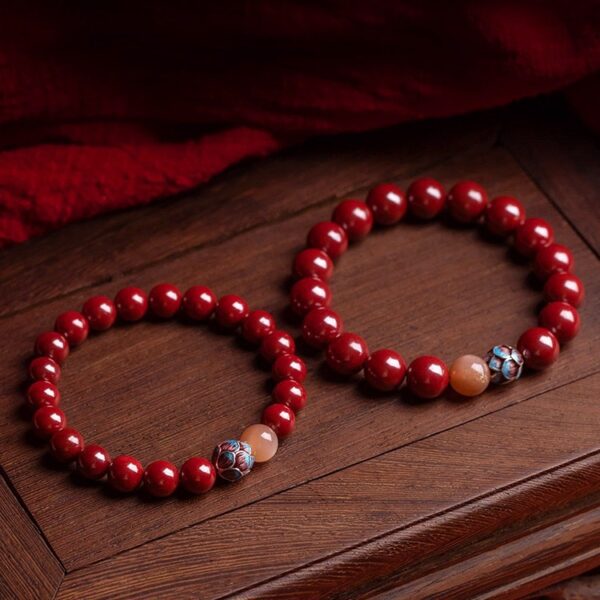 Natural vermilion raw stone bracelet -- Good luck, peace of mind, calm emotions, health protection - Image 4