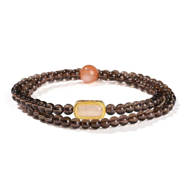 Natural tea crystal double circle bracelet - Energy guard for soothing qi and boosting self-confidence - Image 6