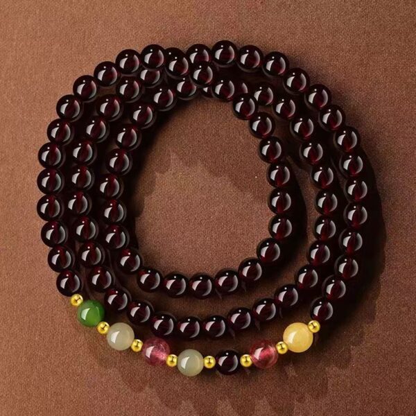 Natural garnet three circle multi-circle bracelet - purifying mind and calming energy guardian