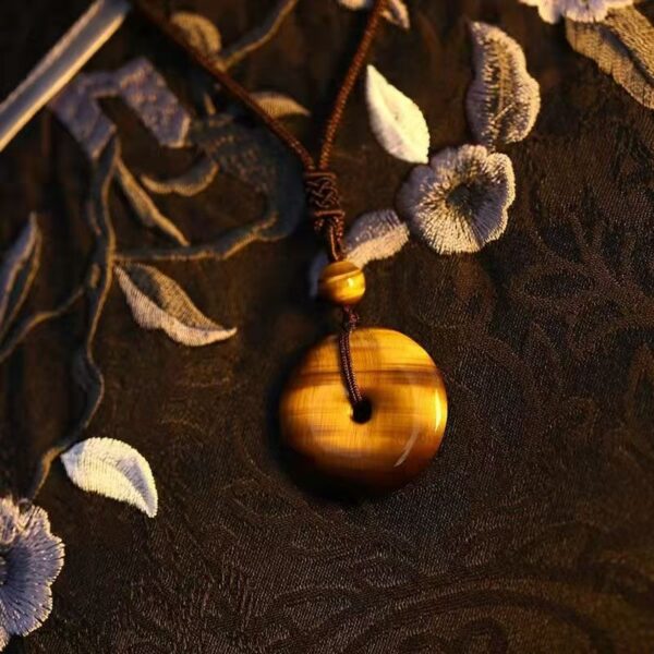 Natural peace buckle Tiger Eye Stone pendant necklace - Energy guardian of health, peace and good luck