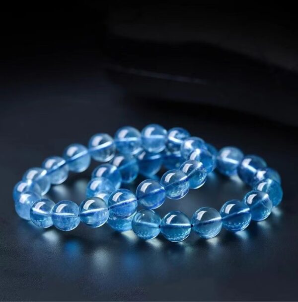 Natural Blue Crystal Aquamarine Bracelet - Energy guardian for purifying soul and career - Image 2