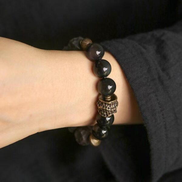 Natural obsidian bracelet to calm the mind, stabilize the mood, purify the mind, balance energy and promote sleep - Image 4