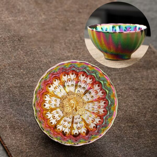 Colorful Lotus Kung Fu teacup Master Cup - Gold Gold Jian Cup balance energy, help success and family happiness - Image 4