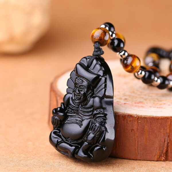 Natural obsidian pendant -- Purify the mind, calm the mind, protect the prosperity, and enhance the family aura - Image 4