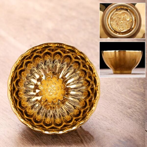 Jian Zhan golden silver Lotus Kung Fu teacup - absorb cosmic energy, enhance wisdom and peace of mind - Image 4