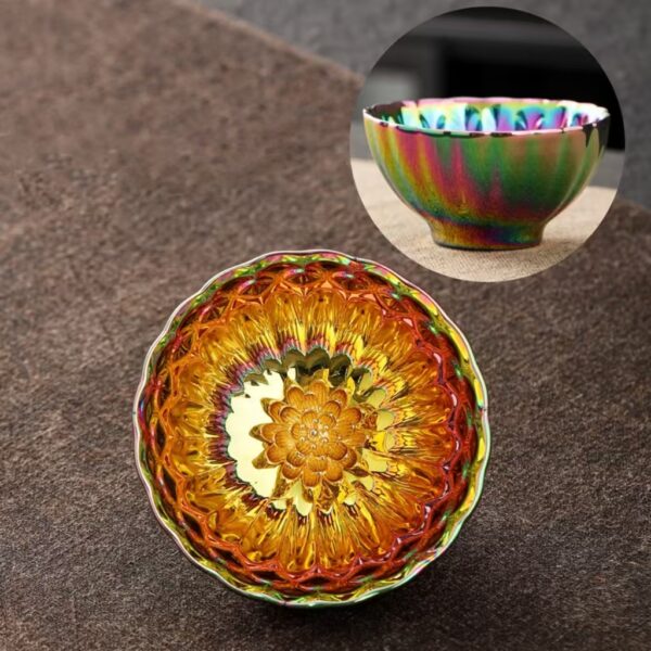 Colorful Lotus Kung Fu teacup Master Cup - Gold Gold Jian Cup balance energy, help success and family happiness - Image 8