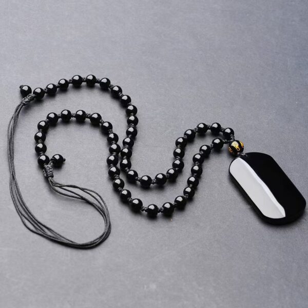 Natural obsidian Uneventful Pendant necklace - Absorbs cosmic energy | helps success | boosts confidence | Peace of mind