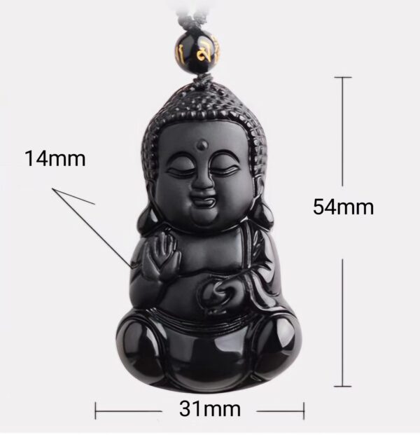 Natural obsidian baby Buddha necklace - Protection of peace, healthy growth, wisdom and inspiration, good fortune and good luck to ward off evil - Image 7