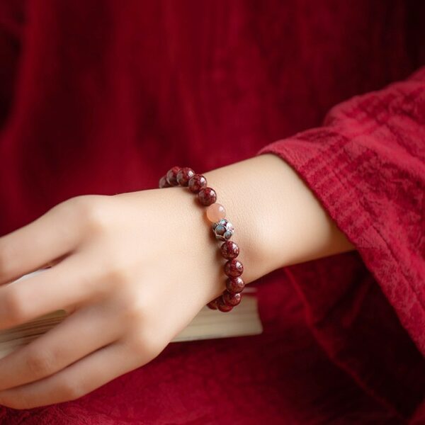 Natural vermilion raw stone bracelet -- Good luck, peace of mind, calm emotions, health protection - Image 3