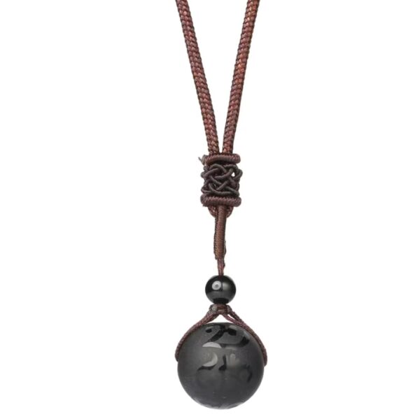 Natural black agate six-word necklace - an energy source for inner peace and auspice - Image 5