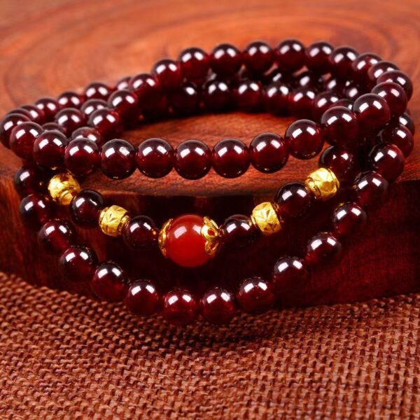 Natural garnet three circle multi-circle bracelet - purifying mind and calming energy guardian - Image 2